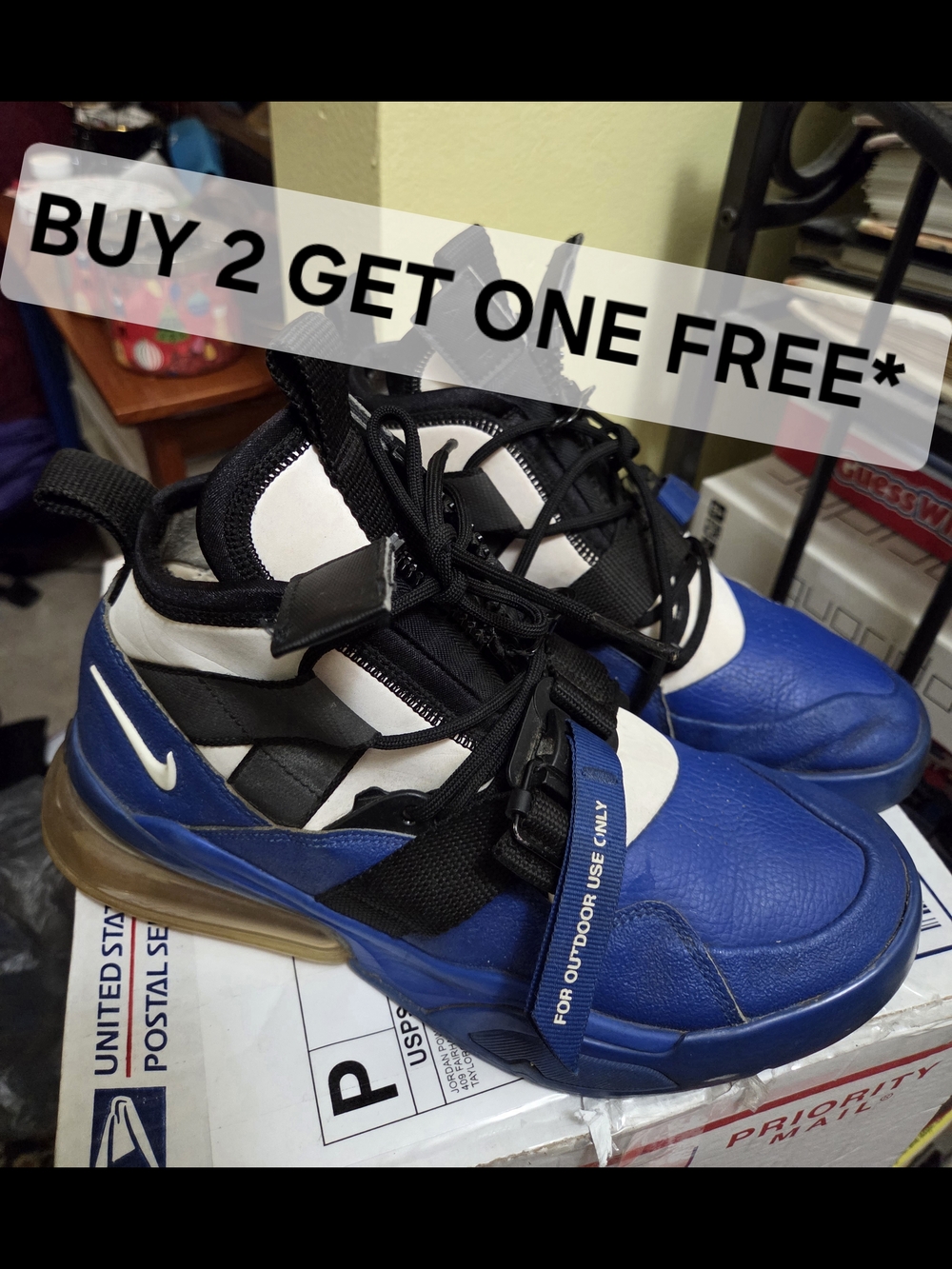 BUY 2 GET ONE FREE* Nike Air Force 270 Utility Blue Racer Sneakers Size 7.5m 9w